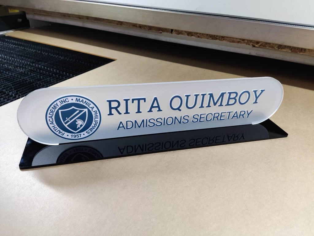 Acrylic Admissions Secretary Nameplate