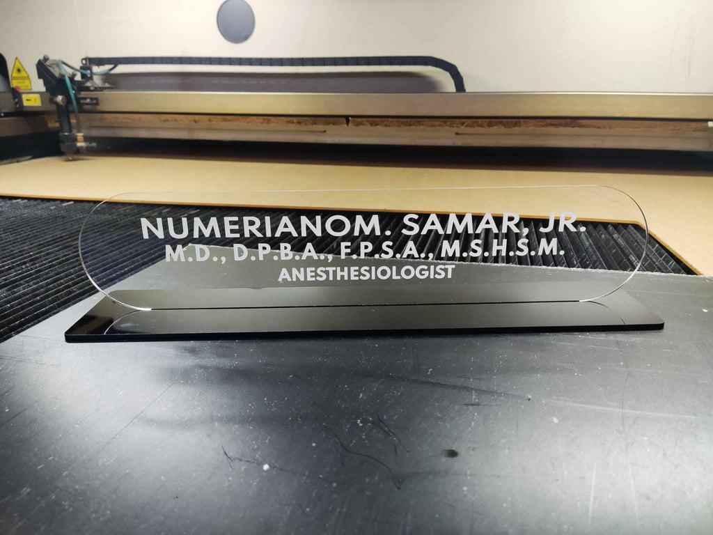 Clear Acrylic Anesthesiologist Nameplate