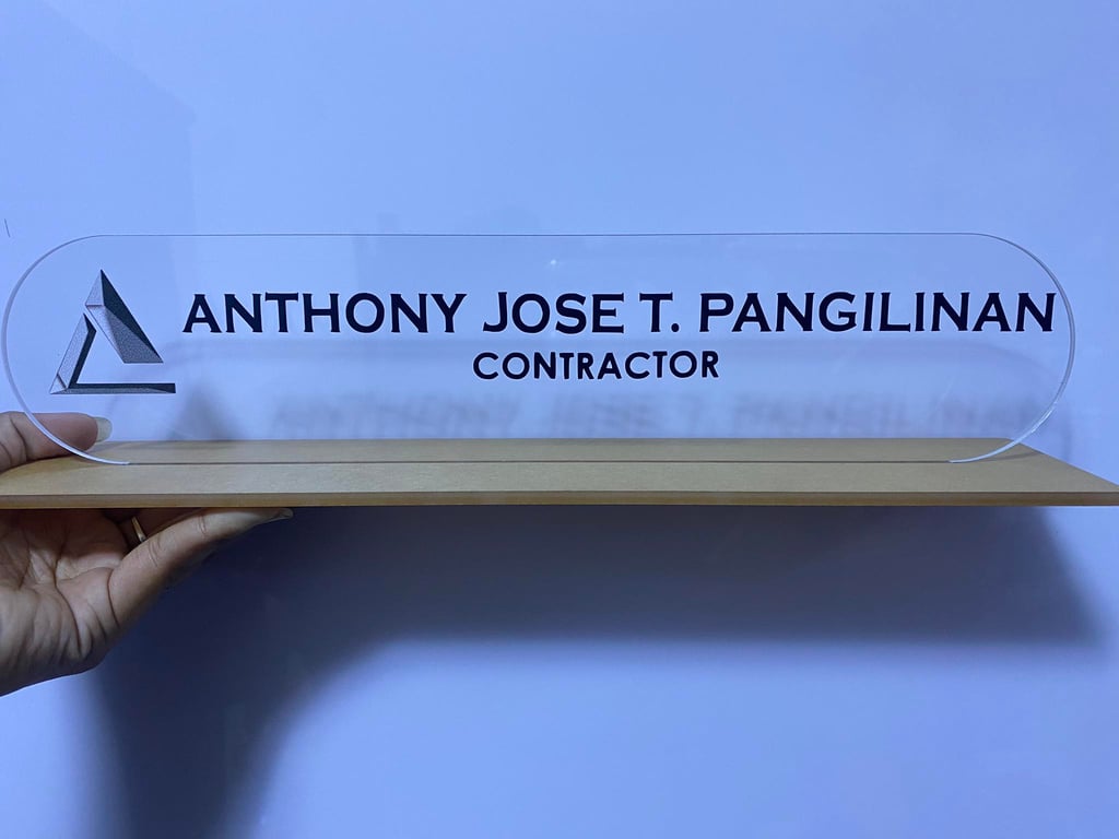 Acrylic Contractor Desk Plate with Logo