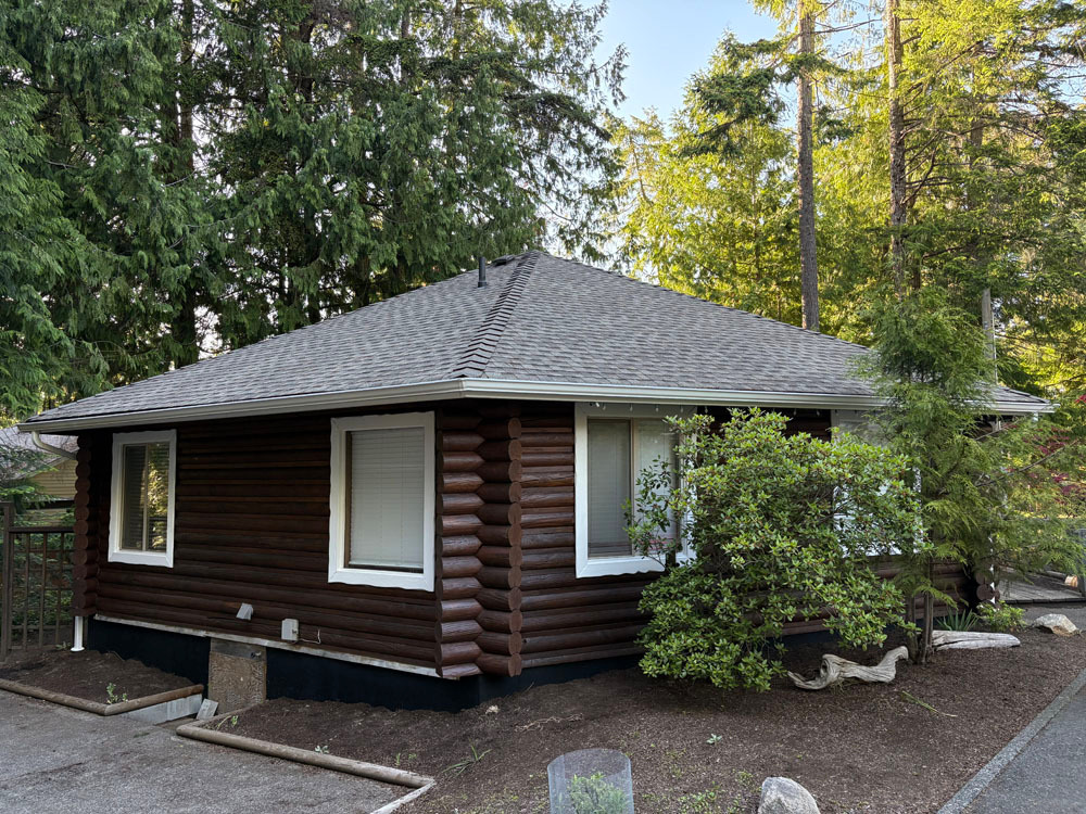 Qualicum Beach log home restored by Earth Embassy Restorations, Vancouver Island company 