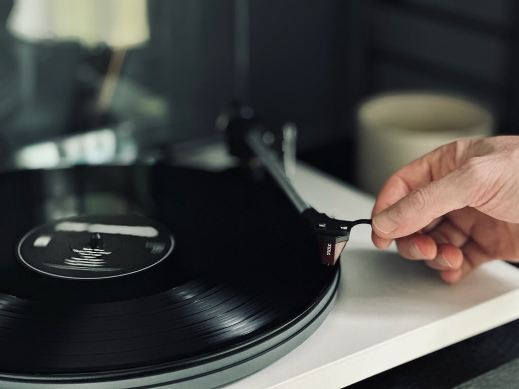 playing a vinyl record