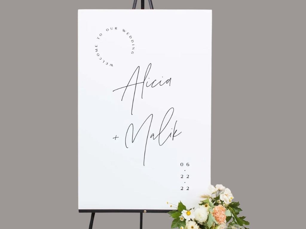 Alicia and Malik White wedding sign
