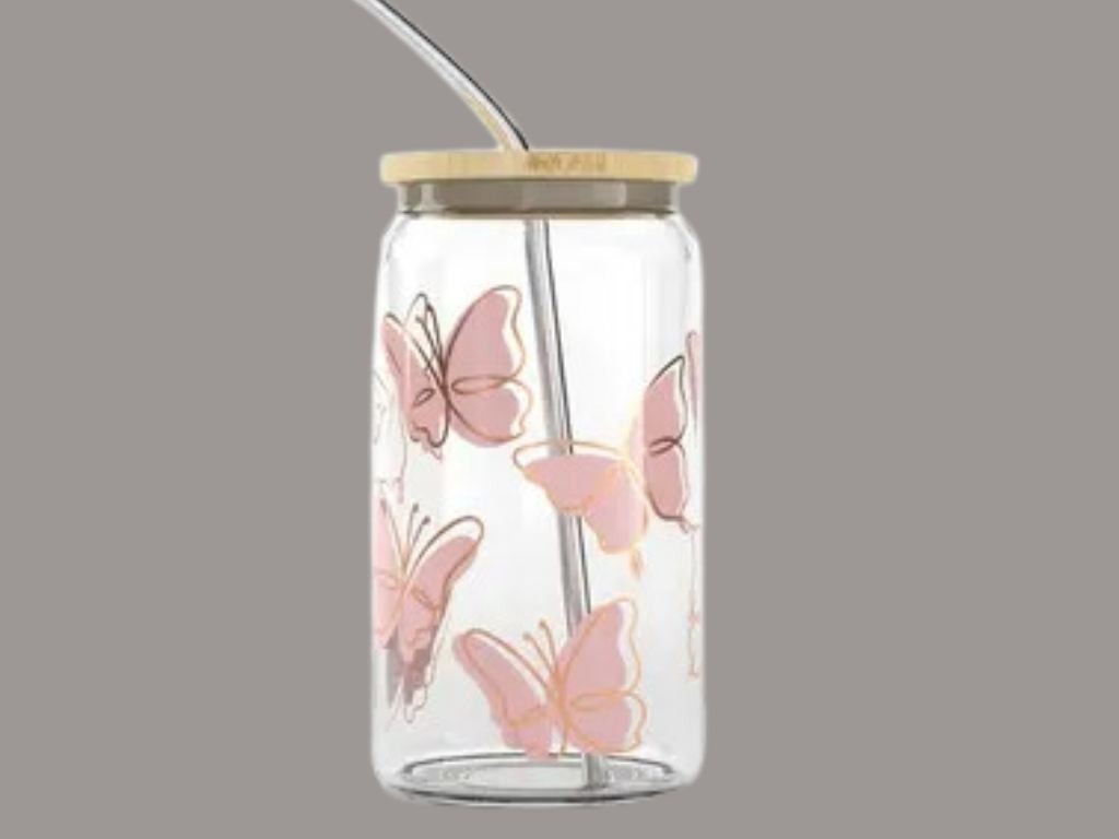 Butterfly designed soda glass