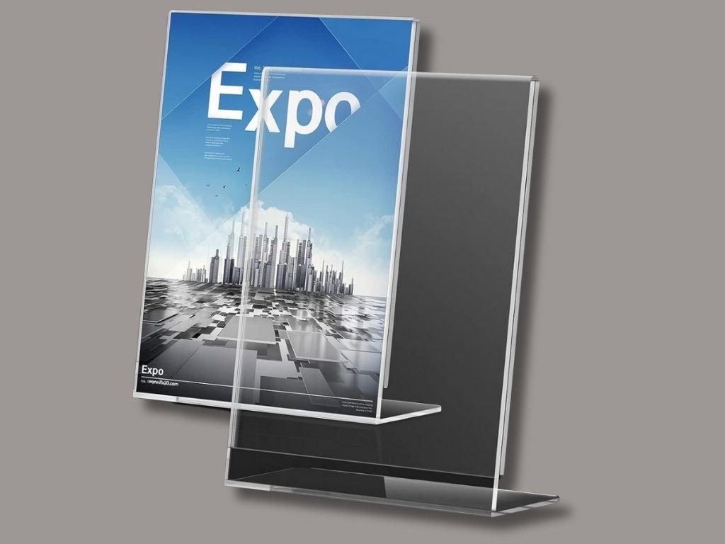 L type display toppers with paper inside
