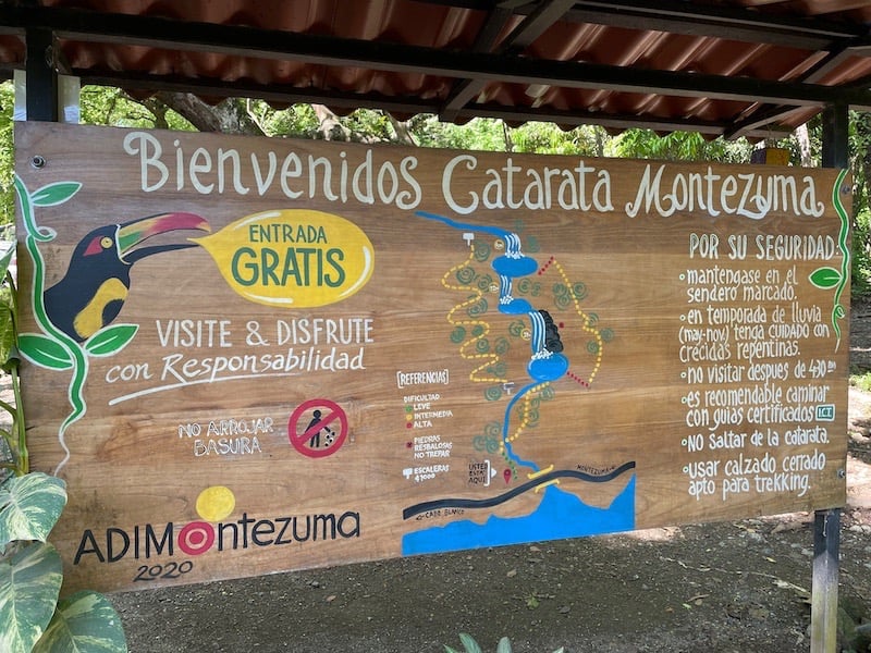 Wanderkarte Montezuma Wasserfall Costa Rica Annerschtwo