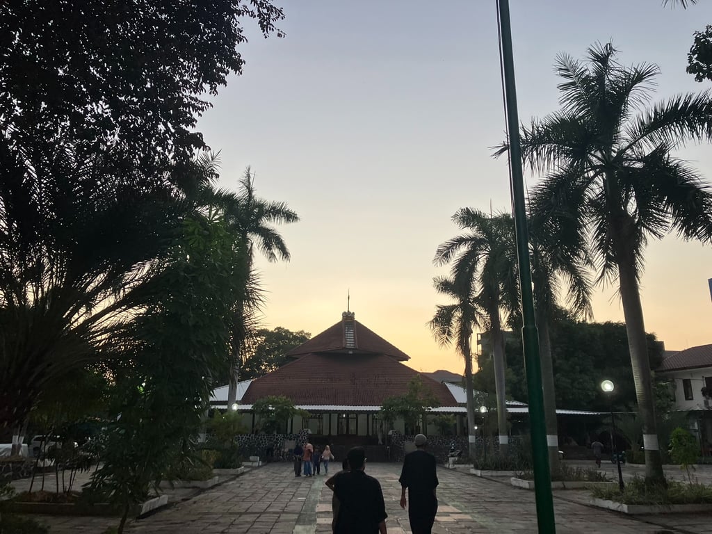 Mosque at sunset in Indonesia 