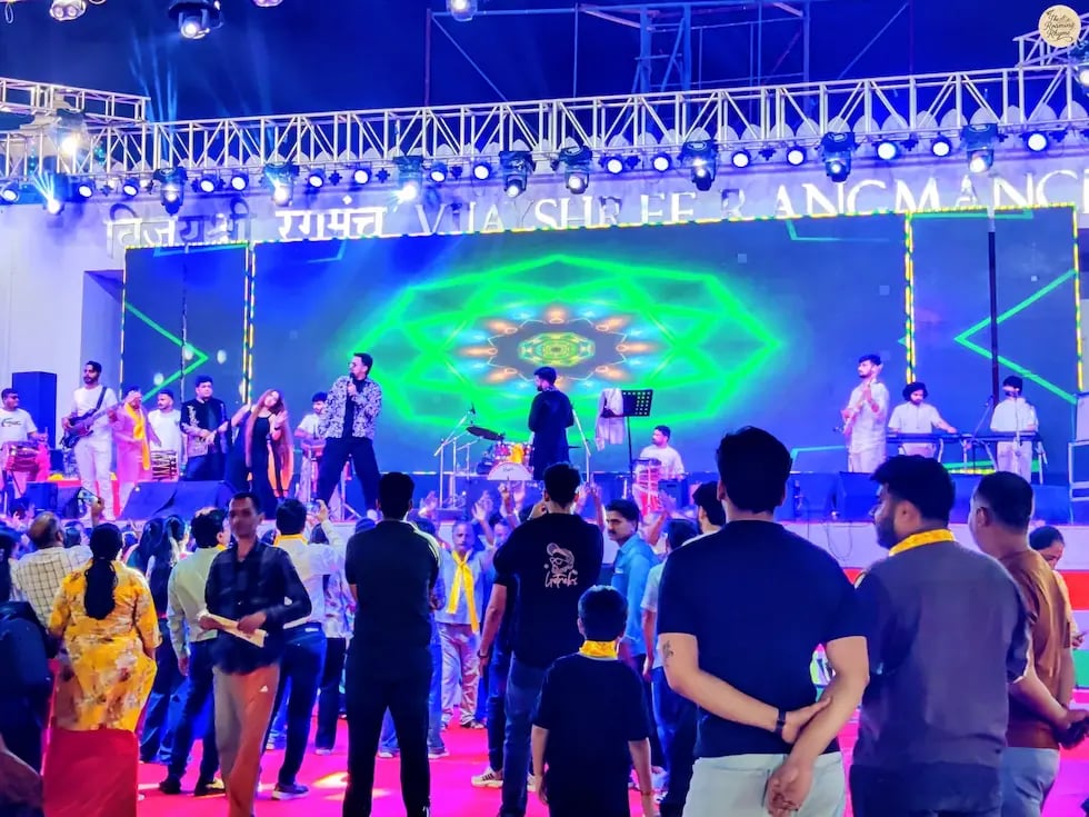 A live stage performance at Vijayshree Rangmanch during Kota Dussehra Mela.