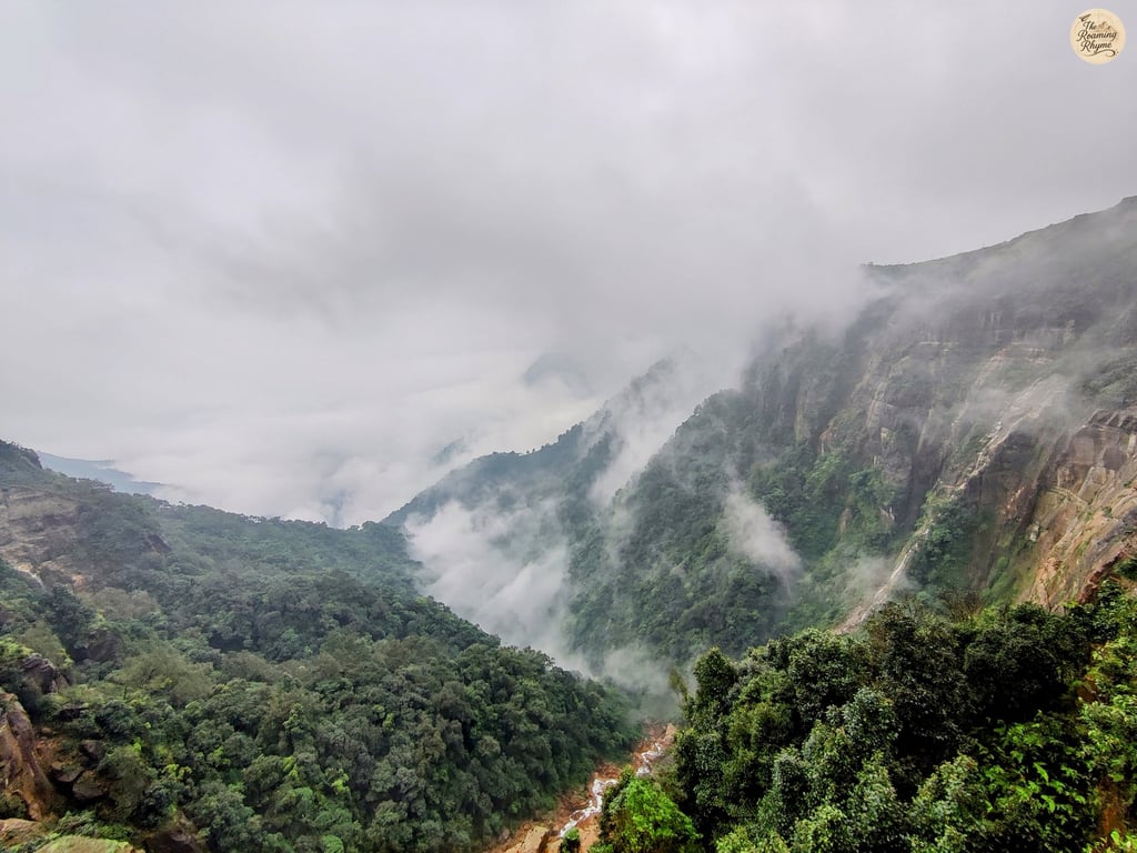 Wahkaba Falls Vanish into the Deep Valley Draped in Mist.