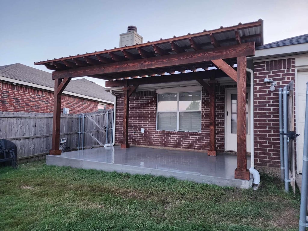 Red Wood Pergola in a Brick House