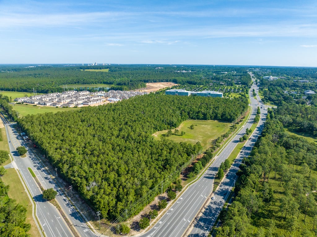 Drone image of pre-construction phase