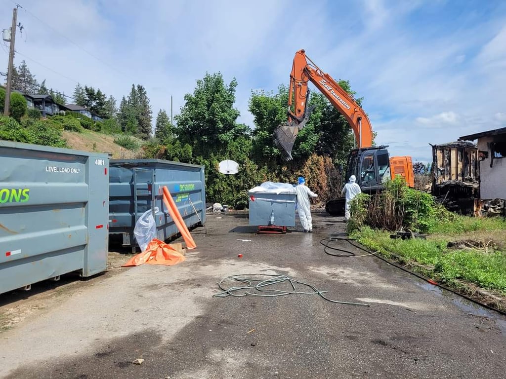 Disposal bins and Excavator