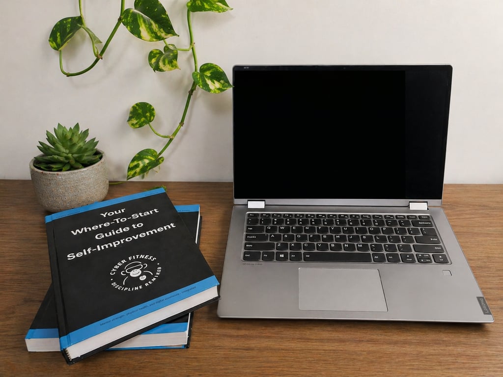 Laptop on a desk with copies of the CFDR handbook