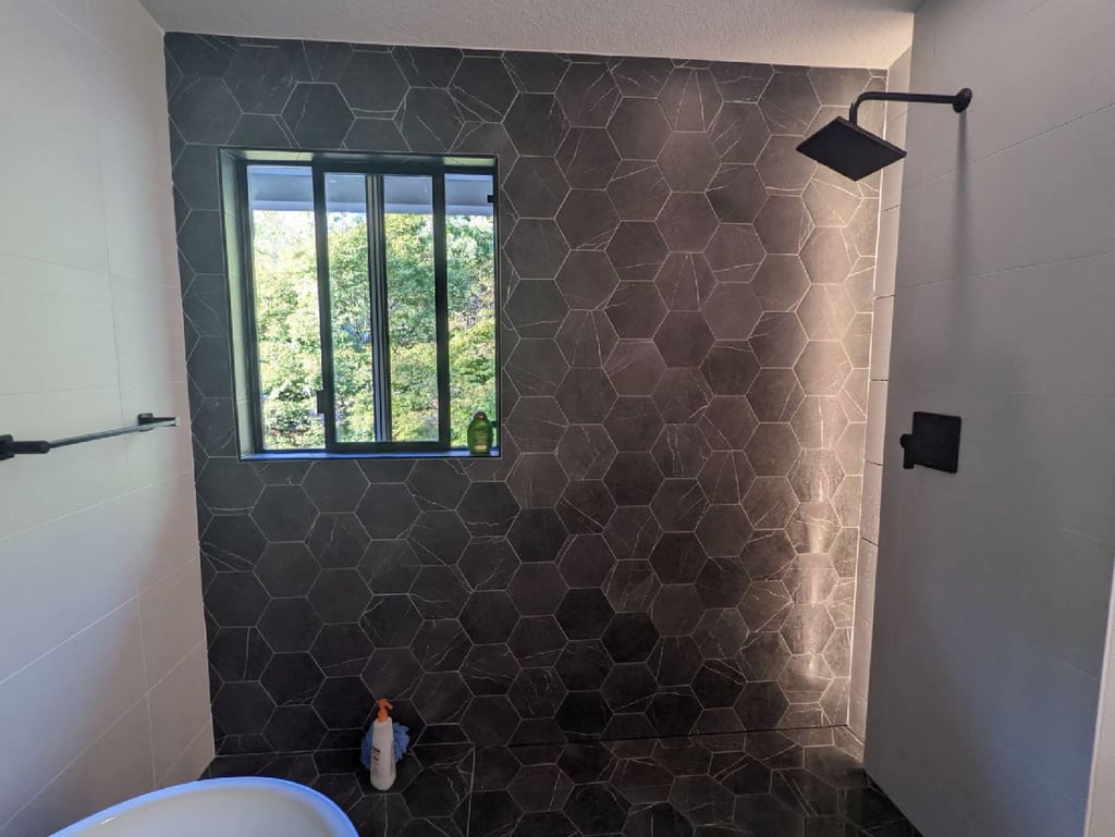open shower no glass