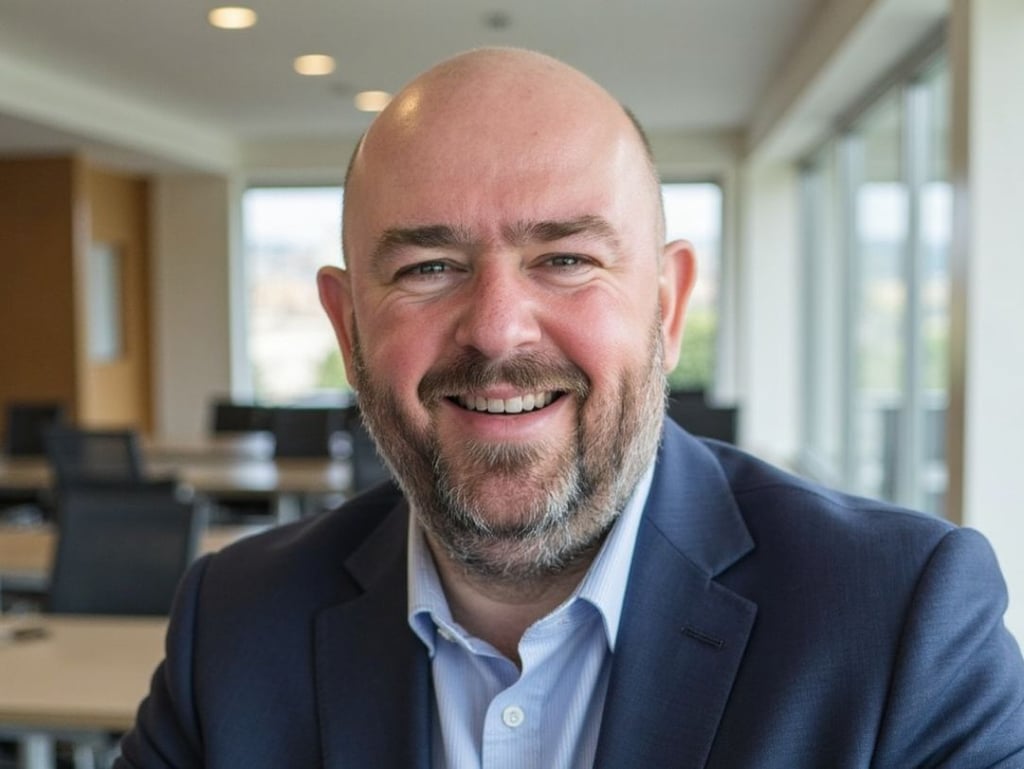 Rick Muller in a suit and a blue shirt