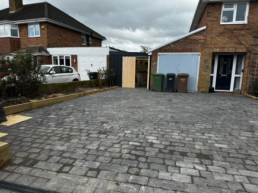 a driveway with a driveway layed by B R Building and Landscapes in worcestershire