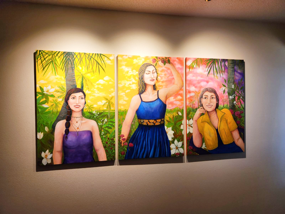 triptych tropical art