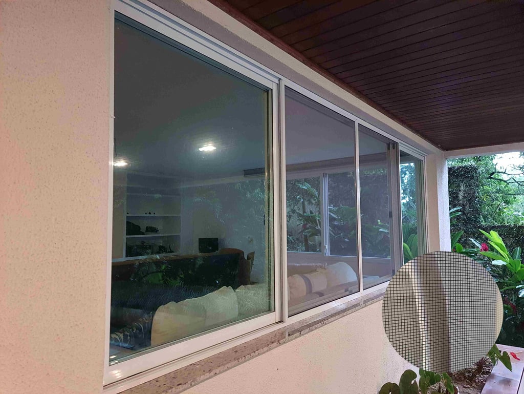 Janela com tela mosquiteira instalada