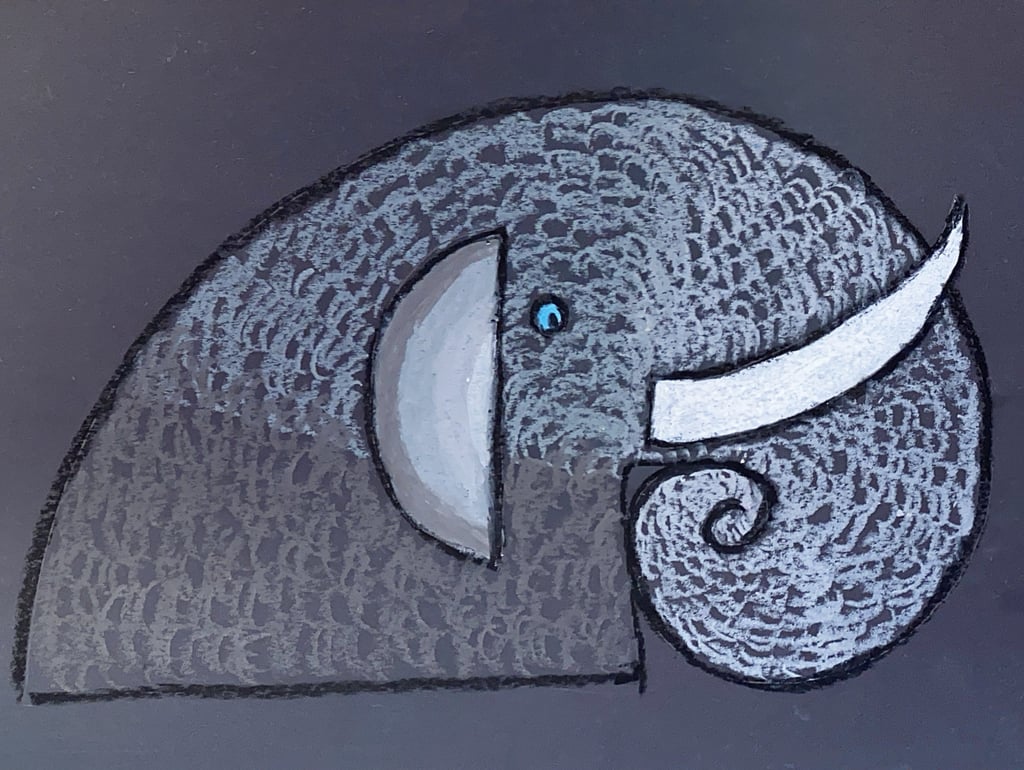 pastel drawing of an elephant