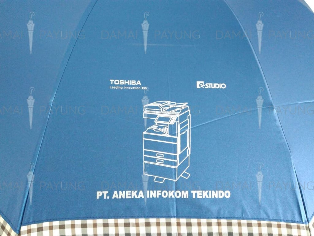 Payung promosi lipat super jumbo lis kotak biru