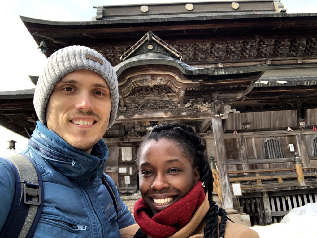 couple in front of temple
