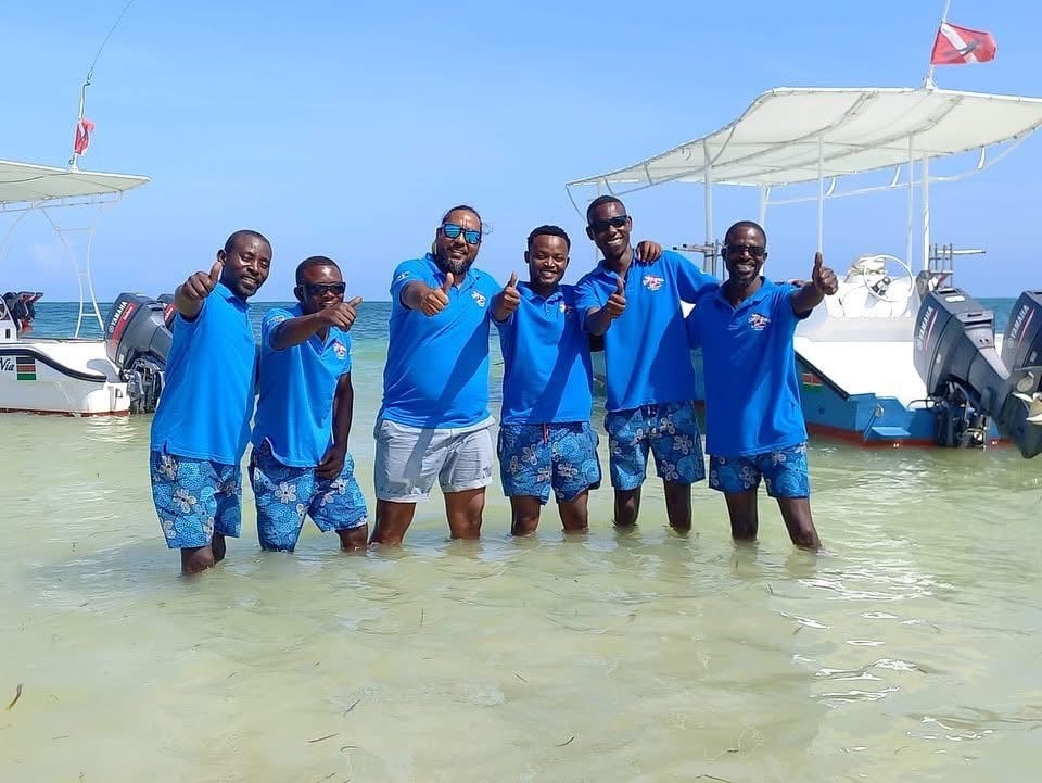 A group of Scuba Instructors from The Scuba Duka Diving Centre in Diani Beach