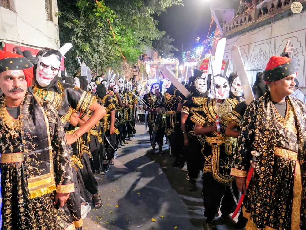 Children dressed as demons in Ravana’s army during Kota Dussehra Shobhayatra.
