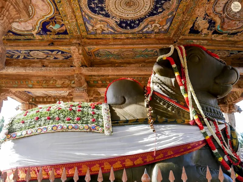 Gigantic monolithic Nandi statue at Brihadeeswara Temple, Thanjavur