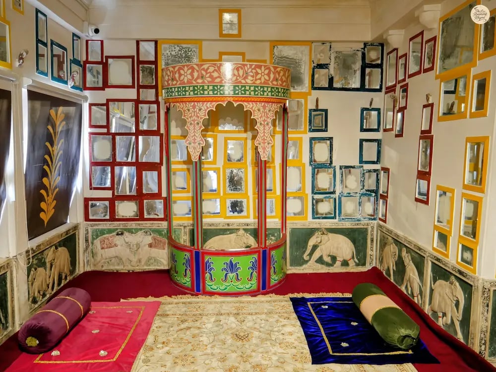 Makeup room of queens with mirrors at Zenana Mahal, Udaipur City Palace Rajasthan.