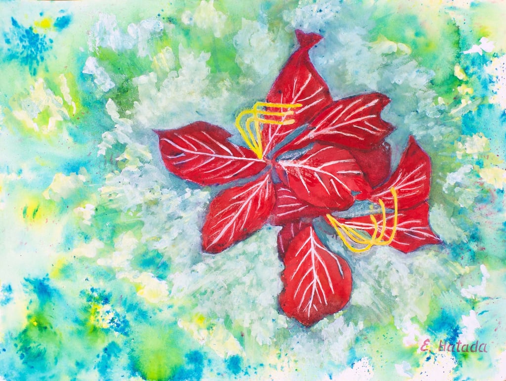 Watercolor painting of a Hong Kong Orchid