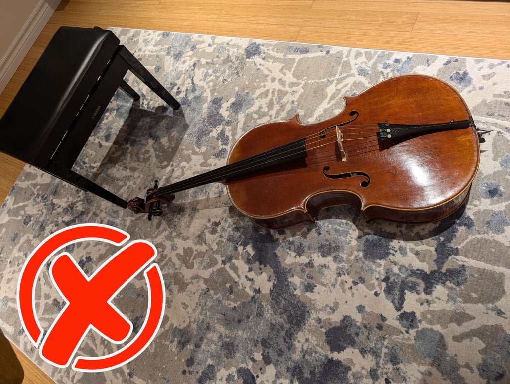 Unacceptable resting position for cello