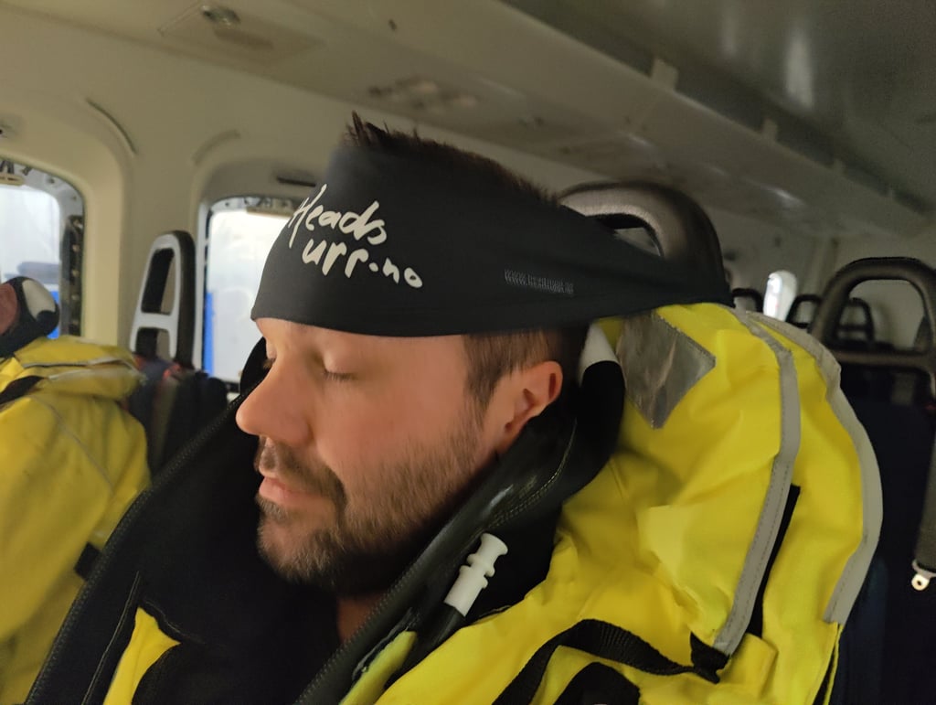 Headsupp pannebånd i bruk