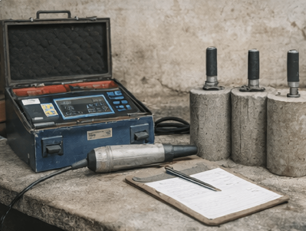 Equipo portátil para ensayo de resistencia y control técnico en hormigón.