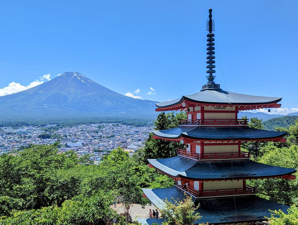 Chureito Pagoda near Shimoyoshida Station in Fuji Lakes