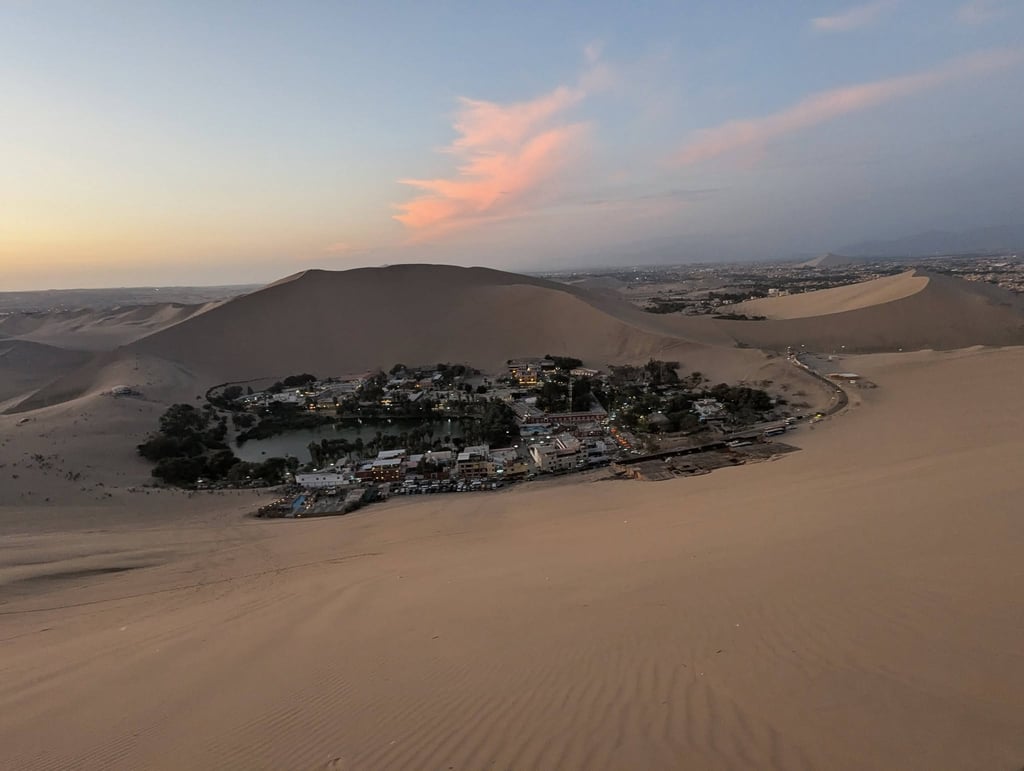 Huacachina Oasis at sunset