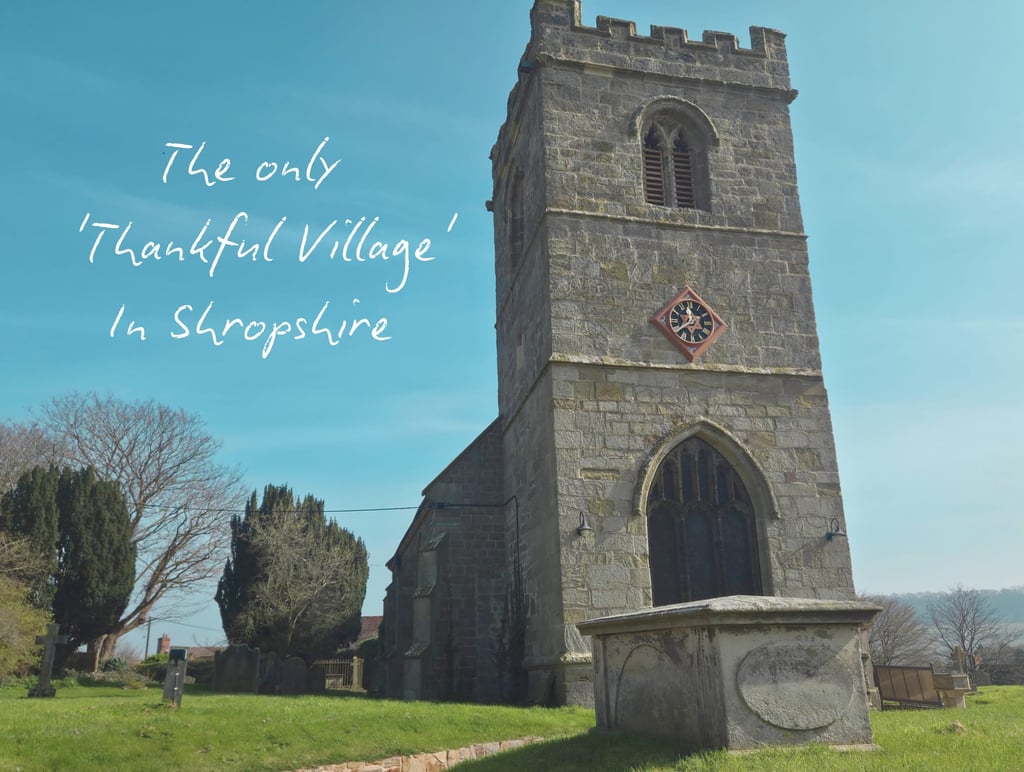 A historic stone church tower in Harley, Shropshire, the county's only Thankful Village.