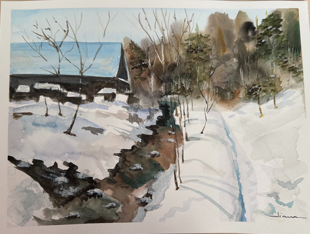 Snow, Barn and landscape will get you in a place. Discover the beauty of it: tranquility. Dianaq.art
