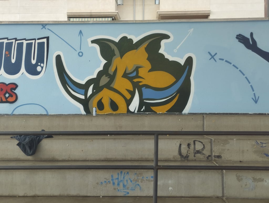 graffiti mural campo futbol gradas instalación deportiva