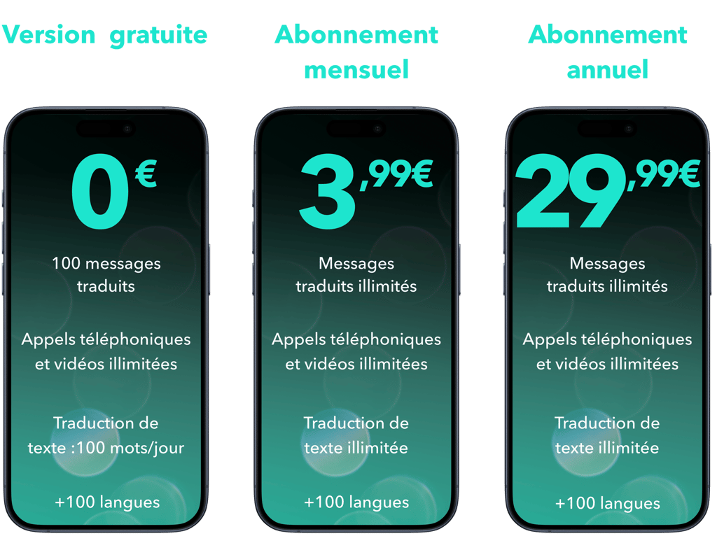 three smartphones with the different prices of the app