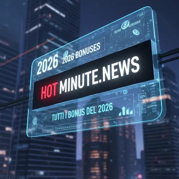 Tutti i bonus 2026: Billboard digitale futuristico in una metropoli notturna, con la scritta “Tutti 