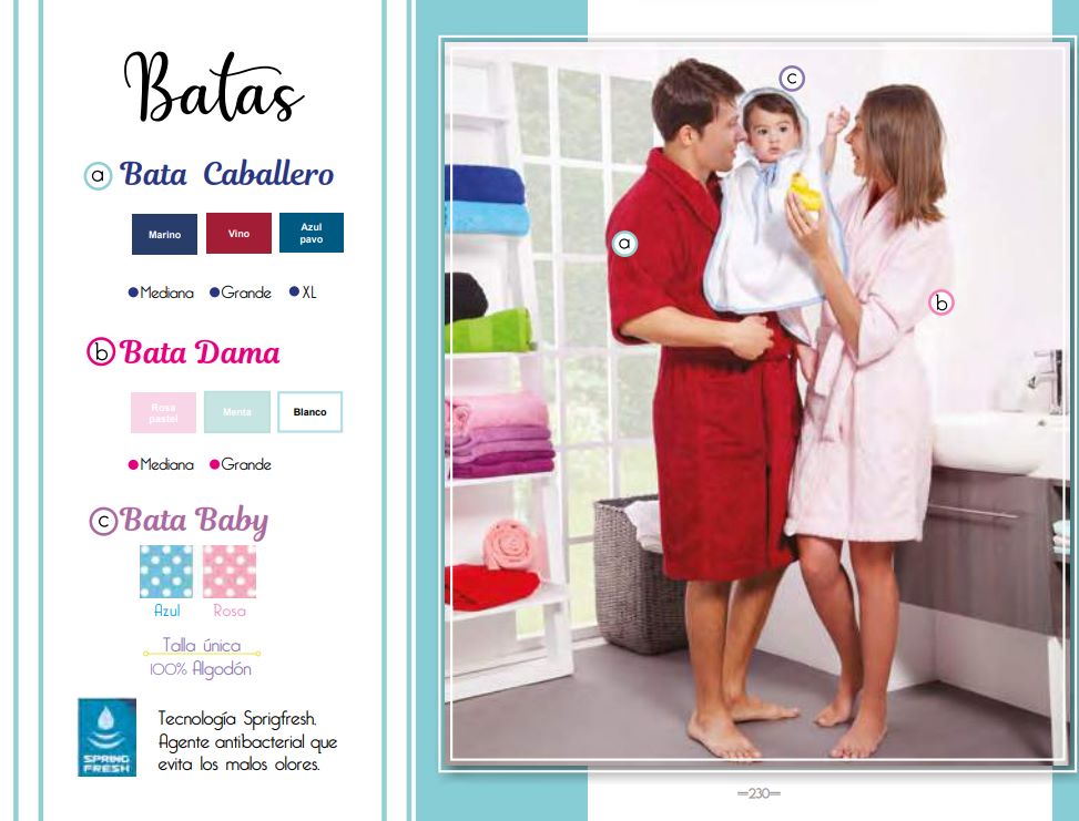 Batas de multiples colores y tamaños modelo Batas de la marca Colchas Primavera