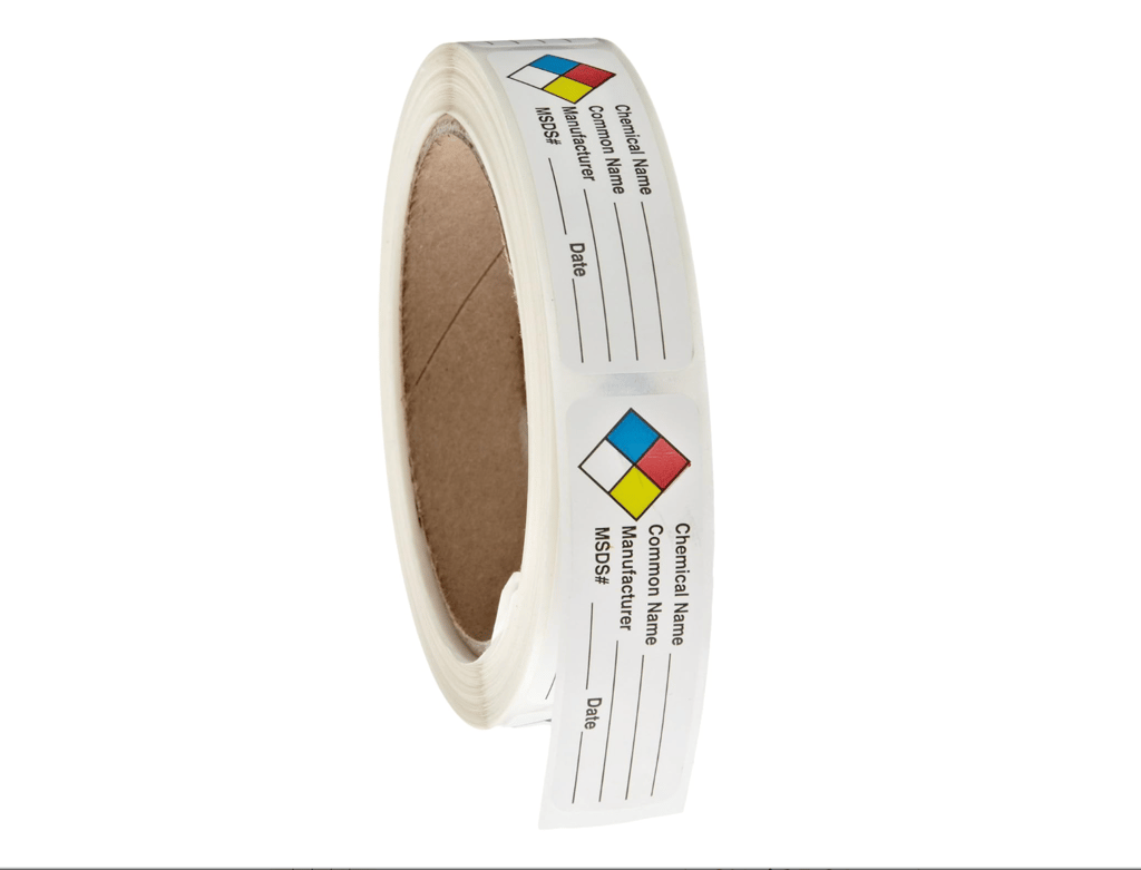 Litho Removable Adhesive HMIG Label with 4 Color Imprint, Chemical Name (with blank), 2-1/2" Length