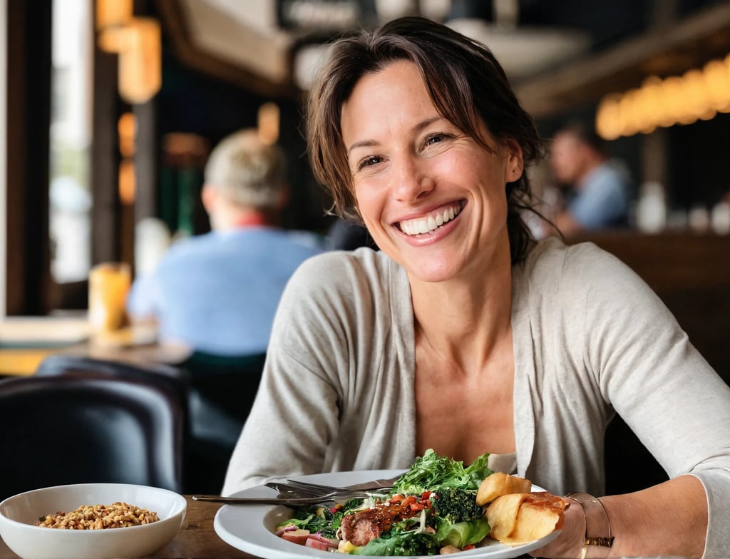 Femme 40 ans au restaurant