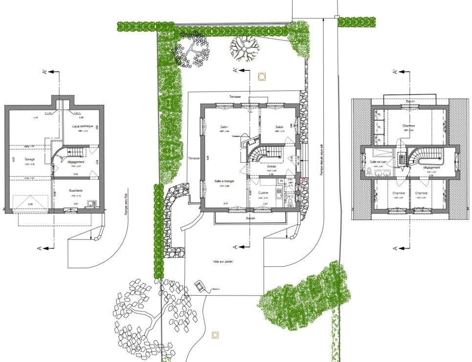 Plans d'intérieur avec avoisinement
