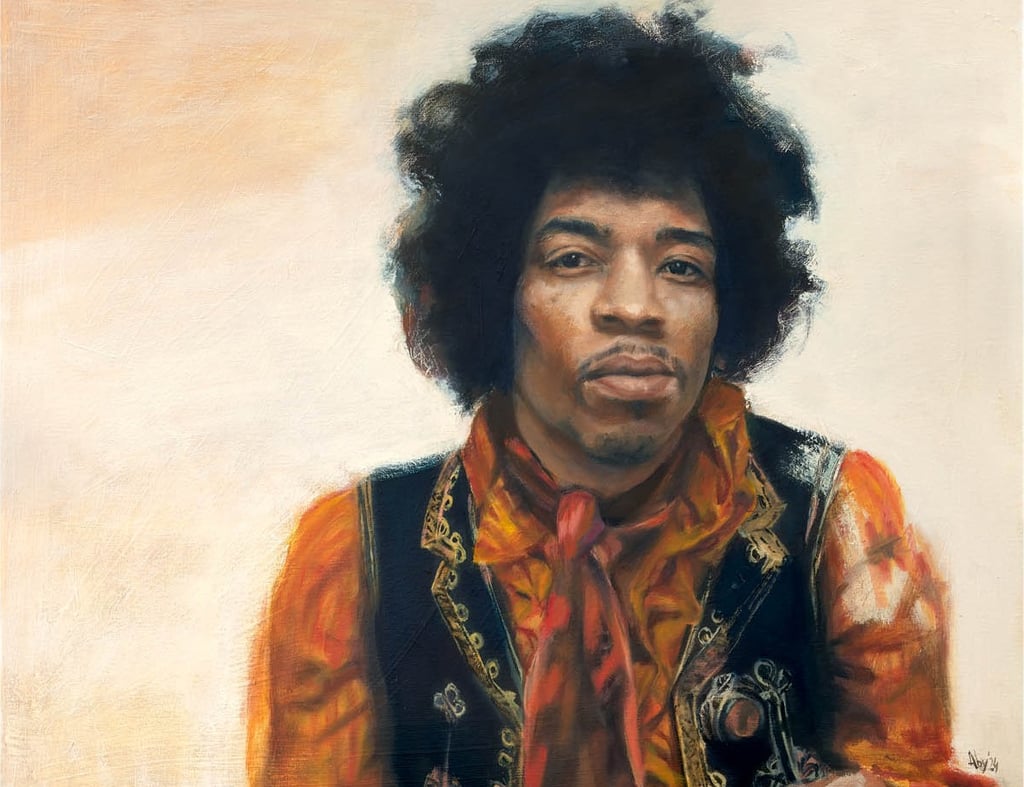 Jimi Hendrix óleo sobre lienzo