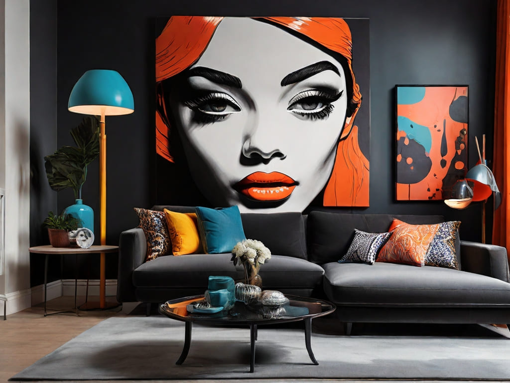 Detalhe sofisticado: quadro pop-art transforma o quarto em um ambiente único.