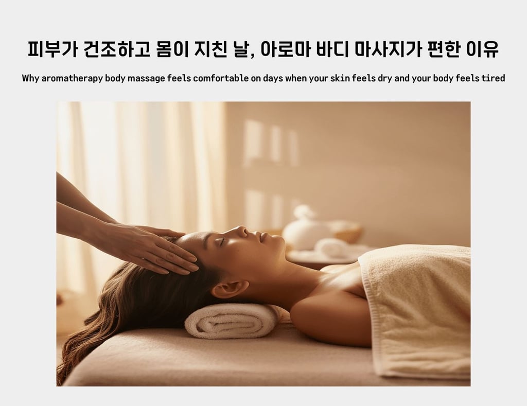 Aromatherapy body massage for dry skin and a tired body in a calm spa setting