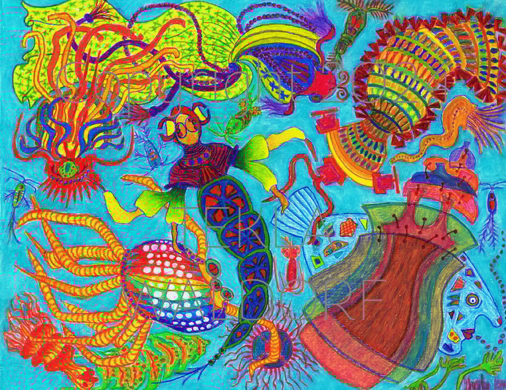 drawing underwater creatures avant-garde fantasy