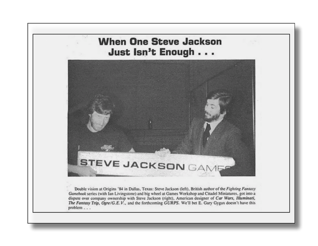 Dois Steve Jackson, um ao lado do outro na Origens '84 em Dallas, Texas