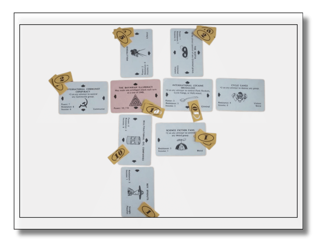 Esta versão original continha cartas pequenas (4,1 x 6,5 cm), sem revestimento, em preto e branco.