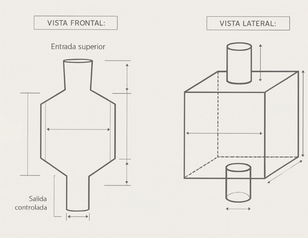 liner formado con boquilla superior e inferior, ambas abiertas a opción de sellar alguna de ellas